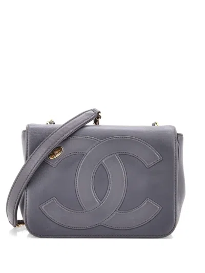 Pre-owned Chanel Cc Mania Flap Bag Lambskin Small Shoulder Bag In Gray