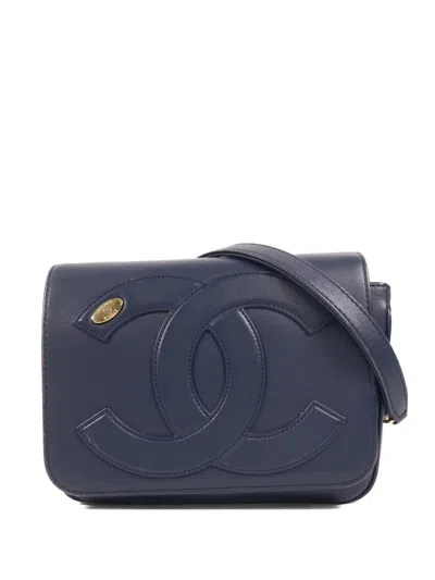 Pre-owned Chanel Cc Mania Shoulder Bag In Blue