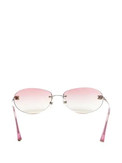 Pre-owned Chanel Cc-mark Rimless Sunglasses In Pink