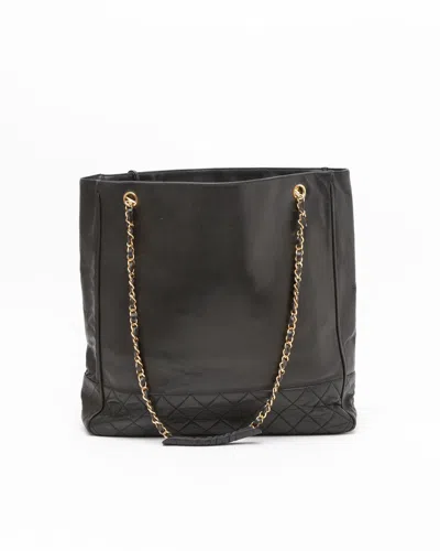 Pre-owned Chanel Cc Matelassé Chain Tote Bag In Black