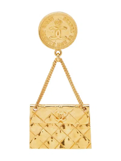 Pre-owned Chanel Cc Medallion Handbag Brooch