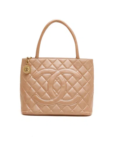 Chanel Cc Medallion Tote Bag In Beige