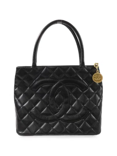 Pre-owned Chanel Cc Medallion Tote Bag In Black
