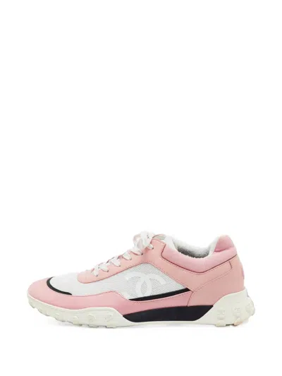 Pre-owned Chanel Cc Mesh Sneakers In Pink