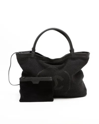 Pre-owned Chanel Cc Mesh Tote Bag In Black