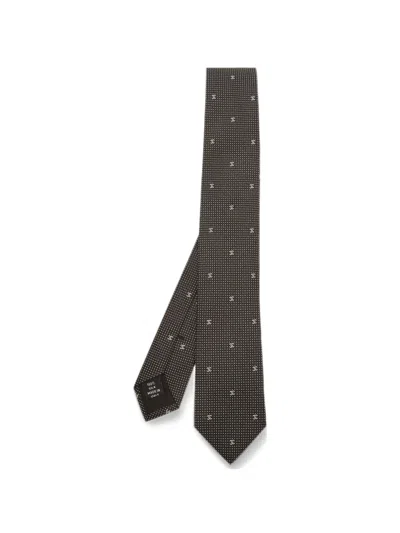 Pre-owned Chanel Cc Micro-dot Tie In Black
