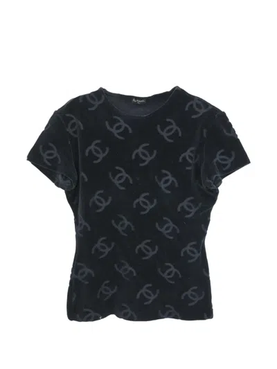 Pre-owned Chanel Cc Monogram Short-sleeve T-shirt In Black