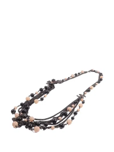 Pre-owned Chanel Cc Multi-strand Necklace In Black