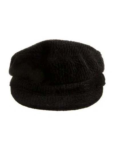 Pre-owned Chanel Cc Newsboy Hat In Black