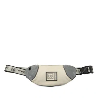 Pre-owned Chanel Cc Nylon Sports Line Belt Bag In Grey