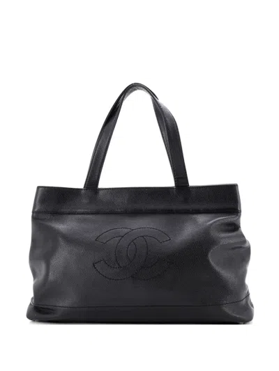 Pre-owned Chanel Cc Open Caviar Large Tote Bag In Black