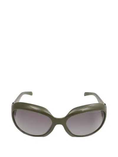 Pre-owned Chanel Cc Oversized-frame Sunglasses In Green