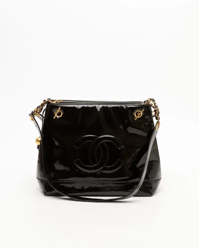 Pre-owned Chanel Cc Patent Chain Tote Bag