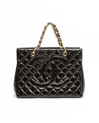 Pre-owned Chanel Cc Patent Chain Tote Bag
