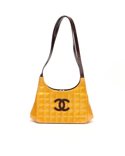 Pre-owned Chanel Cc Patent Chocolate Bar Bag
