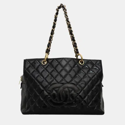 Pre-owned Chanel Cc Patent Timeless Shopping Tote In Black