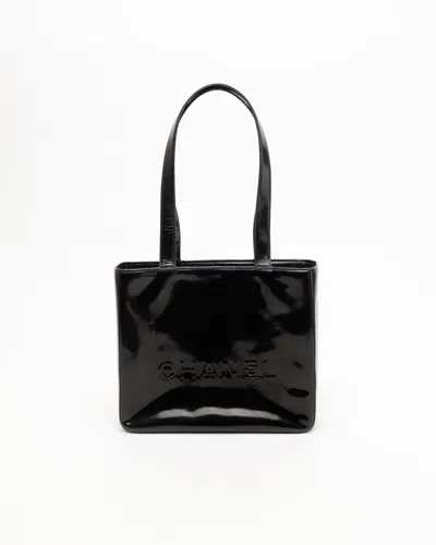 Pre-owned Chanel Cc Patent Tote Bag In Black
