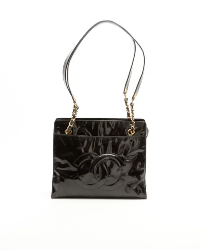 Chanel Cc Patent Tote Bag In Black