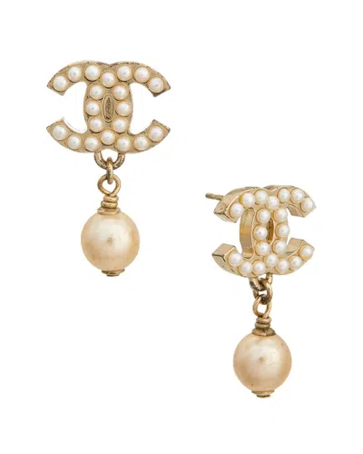 Pre-owned Chanel Cc Pearl Earrings (authentic Pre-loved)
