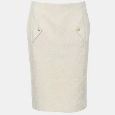 Pre-owned Chanel Cc Pearl Pocket Skirt In Cream