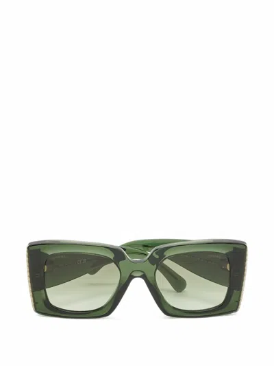Pre-owned Chanel Cc Pearl Square-frame Sunglasses In Green
