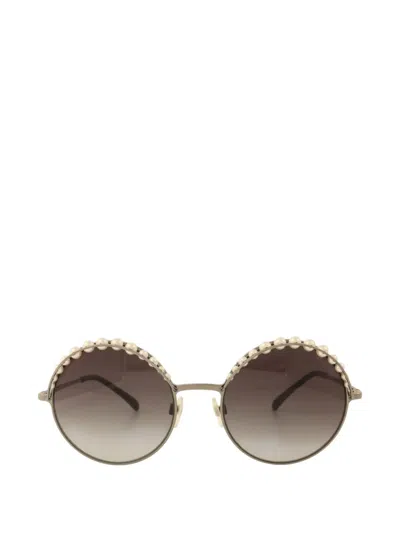 Pre-owned Chanel Cc Pearl-embellished Sunglasses In Silver