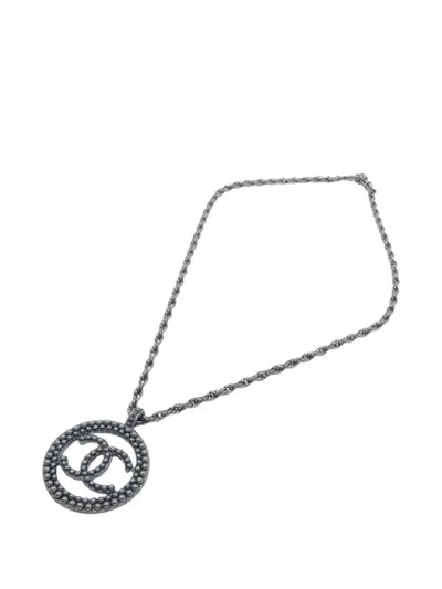 Pre-owned Chanel Cc Pendant Necklace In Grey
