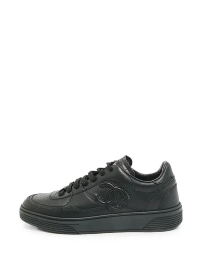 Pre-owned Chanel Cc Perforated Sneakers In Black