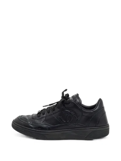 Pre-owned Chanel Cc Perforated Sneakers In Black