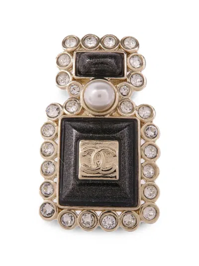 Pre-owned Chanel Cc Perfume-bottle Brooch In Gold