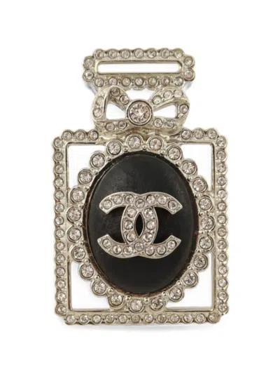 Pre-owned Chanel Cc Perfume-bottle Brooch In Silver