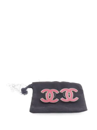 Pre-owned Chanel Cc Pink Earrings In Silver