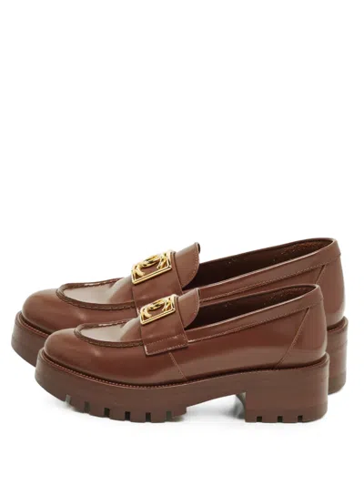 Pre-owned Chanel Cc Platform Loafers In Brown