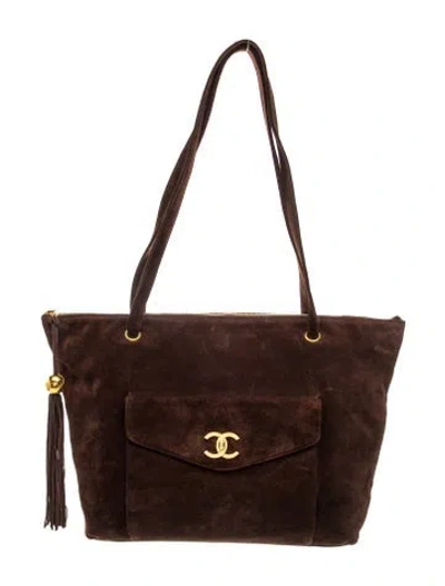 Pre-owned Chanel Cc Pocket Tote In Brown