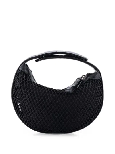 Pre-owned Chanel Cc Pouch Bag Mesh With Quilted Leather Hobo Bag In Black