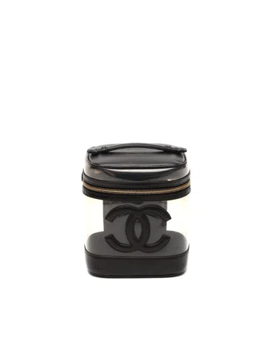 Pre-owned Chanel Cc Pvc Vanity Case In Black
