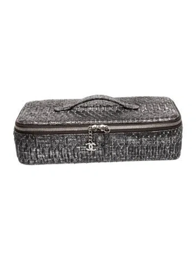 Pre-owned Chanel Cc Python Jewelry Case In Grey