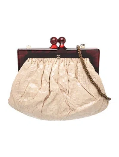 Pre-owned Chanel Cc Python Shoulder Bag In Neutrals