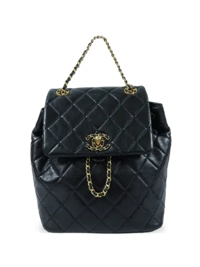 Pre-owned Chanel Cc Quilted Backpack In Black