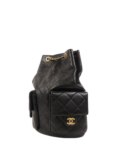 Pre-owned Chanel Cc Quilted Backpack In Black