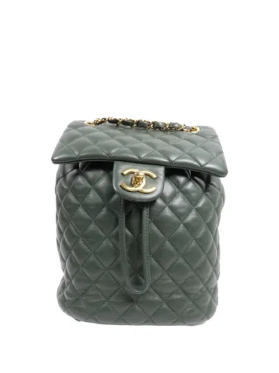 Pre-owned Chanel Cc Quilted Backpack In Green
