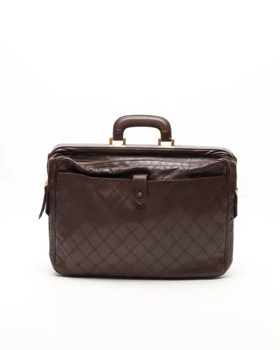 Pre-owned Chanel Cc Quilted Business Bag In Brown