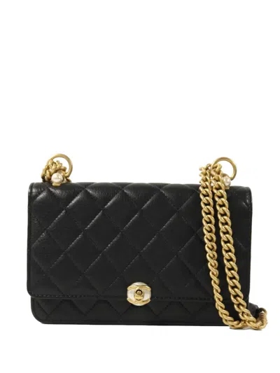 Pre-owned Chanel Cc Quilted Calfskin Shoulder Bag In Black