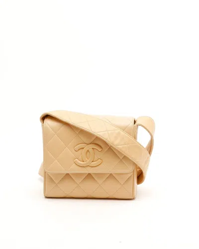 Pre-owned Chanel Cc Quilted Camera Bag In Sand