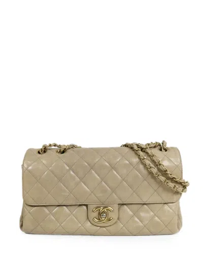 Pre-owned Chanel Cc Quilted Chain Cross Body Bag In Neutrals