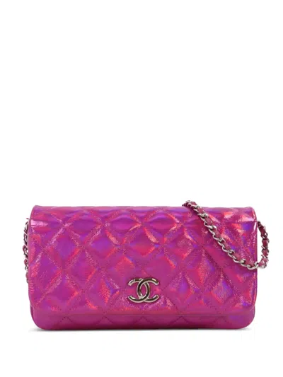 Pre-owned Chanel Cc Quilted Chain Crossbody Bag In Pink