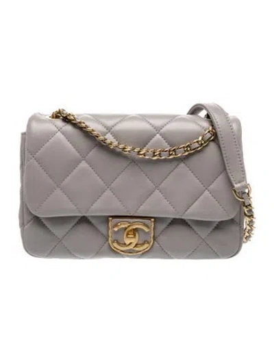 Pre-owned Chanel Cc Quilted Flap Bag In Gray