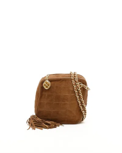 Pre-owned Chanel Cc Quilted Fringe Bag In Brown