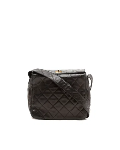 Pre-owned Chanel Cc Quilted Messenger Bag In Black