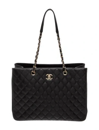 Pre-owned Chanel Cc Quilted Shopping Tote In Black